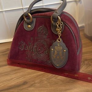 Maroon and Gray Leather Used Juicy Couture Purse